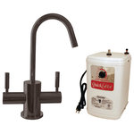 Westbrass - Contemporary 10" Hot And Cold Water Dispenser And Tank In Oil Rubbed Bronze - The Westbrass 2-handle Contemporary instant hot and cold water dispenser with hot water tank offers a single-handle design. This includes a high-arc, extended spout that provides great sink clearance. Hot water supply can be filtered for a pure, clean taste (filter sold separately). A white hot water tank is included with the faucet. The faucet is designed for single-hole installation (mounting materials included).