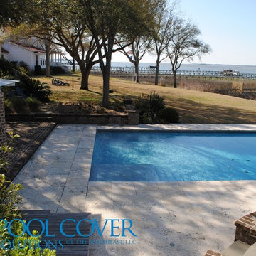 Coral Travertine, Undertrack, Automatic Pool Cover