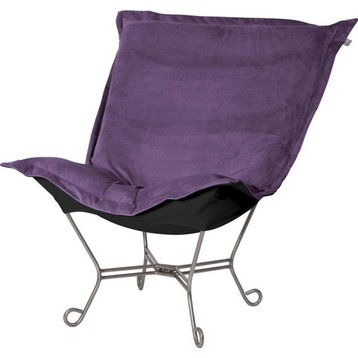 HOWARD ELLIOTT Pouf Chair Bella Eggplant Purple Polyester Poly