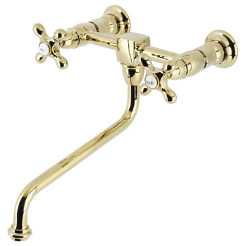 Kingston Brass KS1202AX Wall Mount Kitchen Faucet, Polished Brass