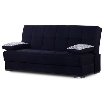 Comfortable Sleeper Sofa, Armless Design With Square Tufting, Black Chenille