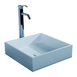 ADM Bathroom Design - ADM Square Countertop Sink, White, 16", Matte White - Bathroom Sinks