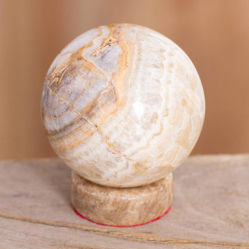 Handmade Inner Peace Calcite and jasper sphere - Peru