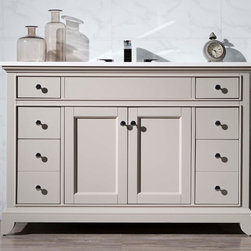 49 inch Transitional Grey Finish Single Bathroom Vanity Quartz Top - Bathroom Vanities And Sink Consoles