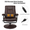 Costway Recliner Chair Swivel Armchair Seat w/Footrest Stool Ottoman Home Brown
