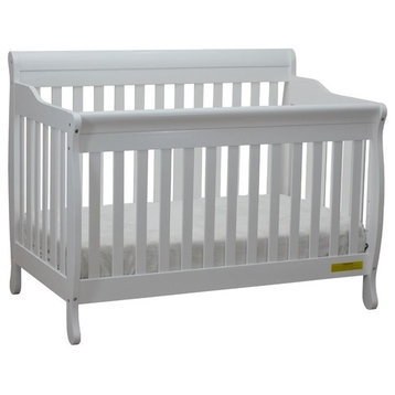 Athena Alice 4 in 1 White Convertible Wood Crib with Guardrail