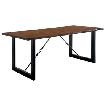 Metal and Wood Dining Table, Walnut And Black