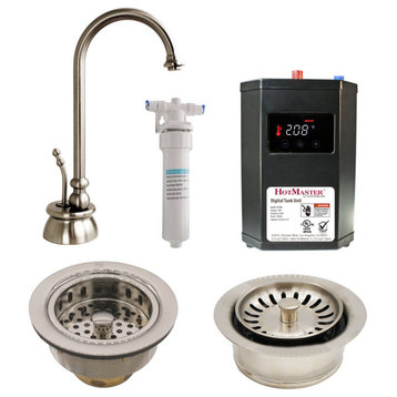 Instant Hot Water Dispenser, Digital Tank, Filter and Flanges, Satin Nickel