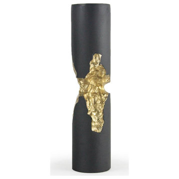 Molten Candle Holder, Black / Gold, Large