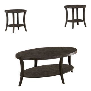 Transitional Style 3 Piece Wooden Table Set with Flared Legs, Gray ...