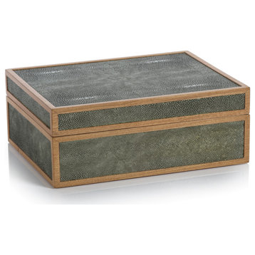 Sagunto Wood & Shagreen Leather Decorative Box, Large