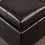 GDF Studio Harley Leather 4-Tray Top Storage Ottoman, Espresso