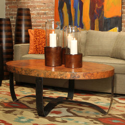 Wrought Iron Round Steel Strap Cocktail Table - Coffee Tables