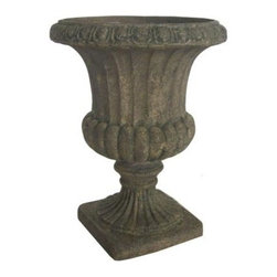 12-inch Cast Stone Granite Finish Armory Urn - Outdoor Pots And Planters