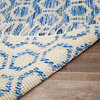 Jute and Cotton Honeycomb Blue With Fringe 5'x7', 5'x7'