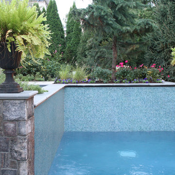 NJ Landscape Architecture Design- Glass Tile Water Wall Feature