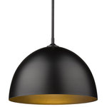 Golden Lighting - Zoey Large Pendant, Matte Black With Matte Black Shade - Golden Lighting's Zoey Collection is proof that simple can be beautiful. This elegantly utilitarian series has the chic versatility to enhance the style of a variety of spaces. The smooth lines of this minimalist design pair well with transitional to modern decors. The cleanness of the contemporary look gives the fixtures a slightly industrial feel. Zoey is offered in two sizes with three smooth finish options; Matte Black, Olympic Gold, and Pewter. The shades are available in three matte finishes; Matte Black, Matte Gray, and Matte White. The color of the shade's interior consistently matches the shade's exterior finish. The silhouette of the metal shade is a modern update to the classic dome shape. This large pendant will provide bright light when grouped over a kitchen island or hung individually over a breakfast table.