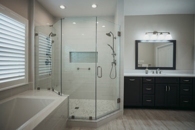 Master Bathroom Remodel in Howard County, with glass door shower & double vanity