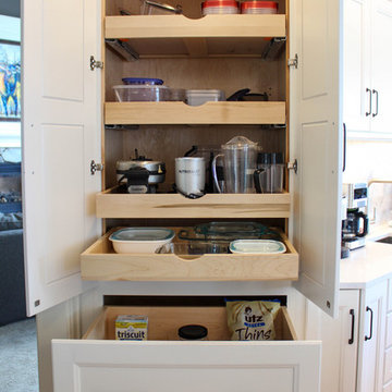 White and Gray Kitchen with Massive Storage Solutions