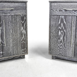 Black Cerused White Oak Nighstand - Storage Cabinets