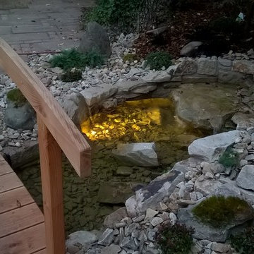 Gartenteich in der Abenddämmerung
