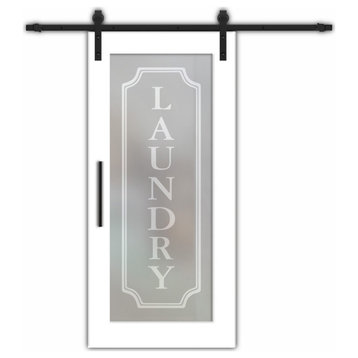 Wooden Laundry Door With Glass Design , 28"x84", Full-Private