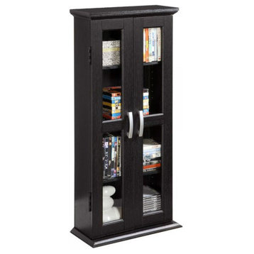 41" Wood Media Tower Cabinet, Black