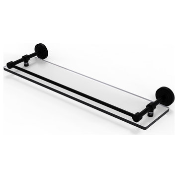 Waverly Place 22" Tempered Glass Shelf with Gallery Rail, Matte Black