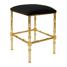 Worlds Away - Bamboo Counter Stool, Seat: Black, Base: Brass, Material: Velvet - Bar Stools and Counter Stools