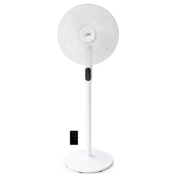 16″ DC-Motor Energy Saving Stand Fan with Remote and Timer – Piano White
