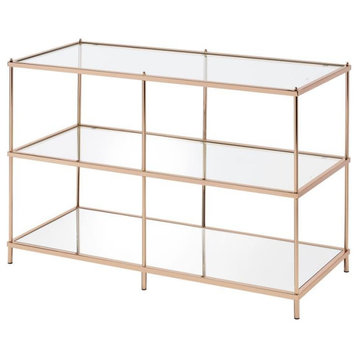Furniture of America Mendry Metal 2-Shelf Console Table in Champagne Gold
