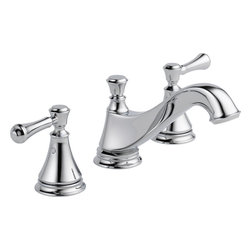 Delta Cassidy Two Handle Wide Spread Lavatory - Low Arc Spout w/ Metal Pop-Up - Bathroom Sink Faucets