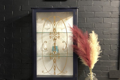 Vintage Art Deco Painted Glass Display/Drinks Cabinet