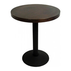 Round Copper Bar Height Table with Cast Disc Base - Indoor Pub And Bistro Tables