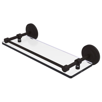 Que New 16" Tempered Glass Shelf with Gallery Rail, Oil Rubbed Bronze