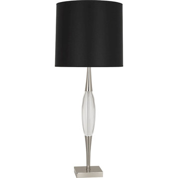 Robert Abbey Juno 1 Light Table Lamp, Nickel/Clear Crystal/Black Opaque