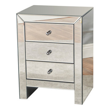 GDF Studio Lucille Mirror Finished 3-Drawer Accent Table