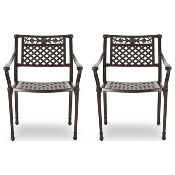 Ridgecrest Traditional Outdoor Aluminum Dining Chair, Set of 2
