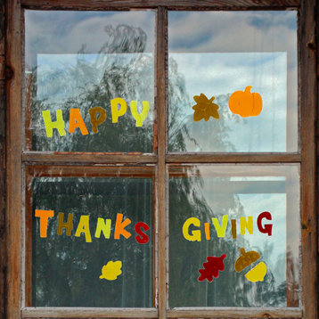 Happy Thanksgiving Fall Gel Window Clings