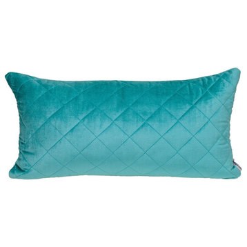 Tufted Diamond Aqua Transitional Lumbar Pillow