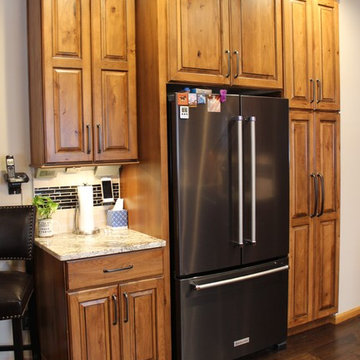 Rural Kewanee Kitchen Remodel With Rustic Beech Cabinets and White Sand Granite