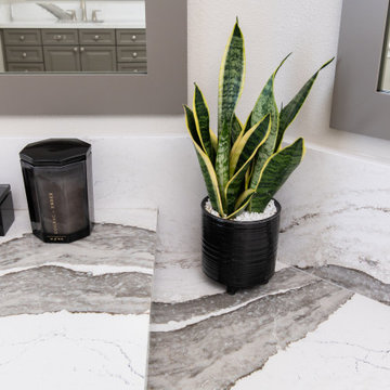 Two-Tiered Vanity Countertop in Bathroom Remodel