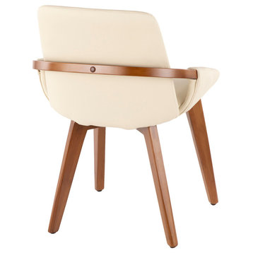 Lumisource Cosmo Chair, Walnut and Cream PU Leather