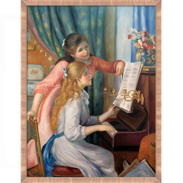 La Pastiche Young Girls at the Piano With Frame, 39"x51"