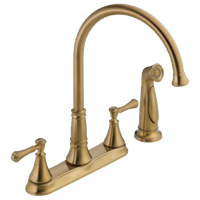 Delta Cassidy Two Handle Kitchen Faucet With Spray, Champagne Bronze, 2497LF-CZ