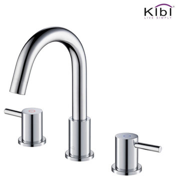 Circular Widespread Sink Faucet With Pop Up Drain, Chrome