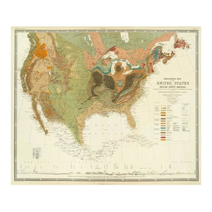 Geological Map Of The United States 1856 Paper Art 24 X20