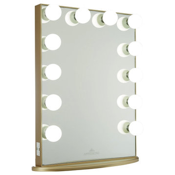 Hollywood Glow XL Vanity Mirror, Champagne Gold, Frosted Led Globe Bulbs
