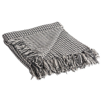 DII 60x50" Modern Cotton Houndstooth Throw in Mineral Black/White