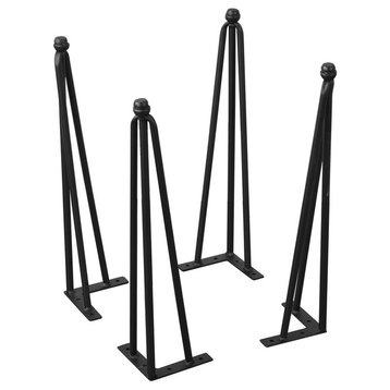Serenta Hairpin Metal Table Legs, 4-Piece Set, Black, 20"